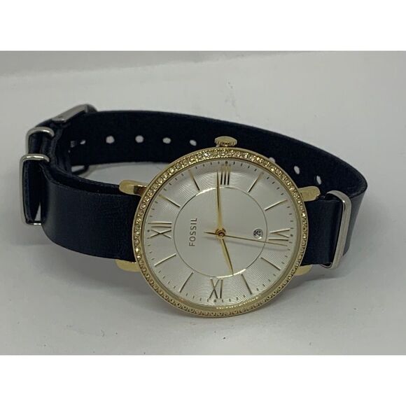 Fossil C141015 Jacqueline Women's Black Leather Analog Dial Quartz Watch E348 - Picture 5 of 11